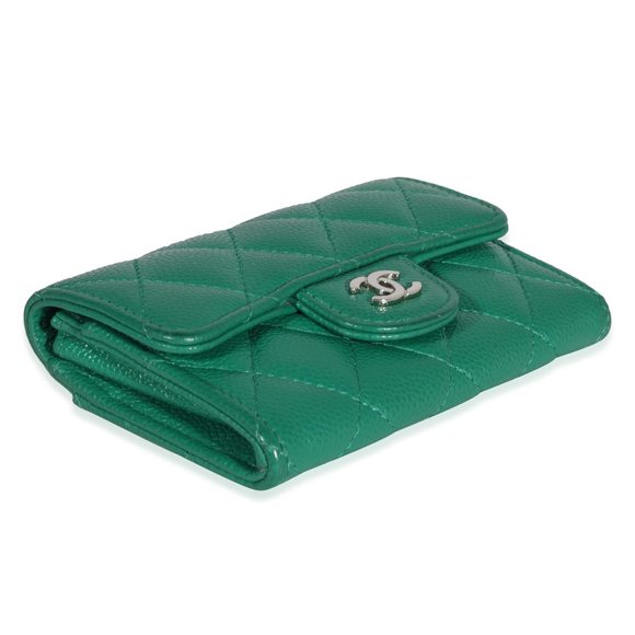 Chanel Emerald Quilted Caviar Flap Card Holder - Picture 6 of 7